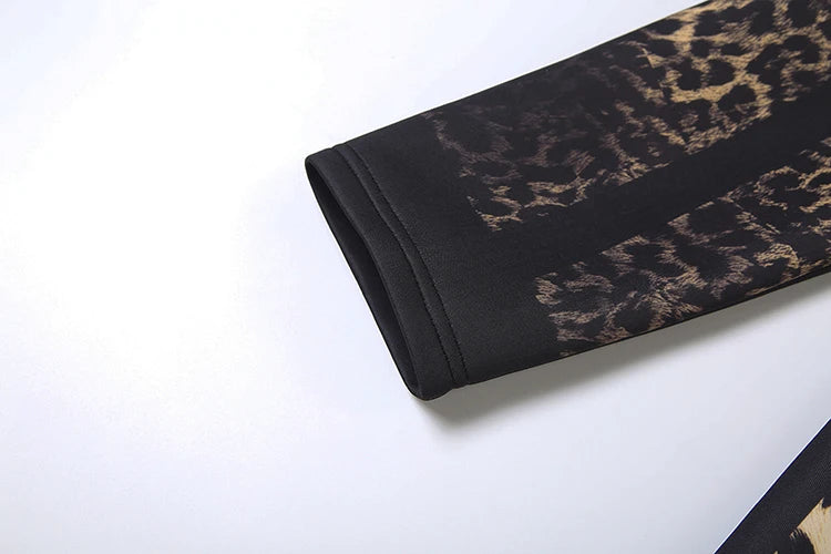 Cutemew Trench Leopard Print Coat Women Hipster Fall Warm Lapel Neck Full Sleeve Coquette Street Adjustable Belt Lady Outwear