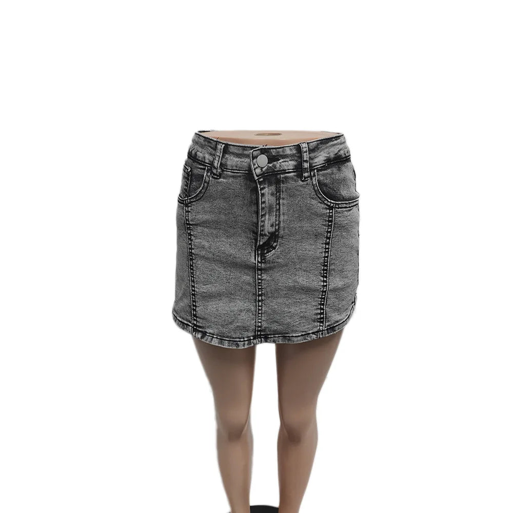 FAGADOER Y2k Denim Shorts Women Pleated Skirt Shorts Summer Stretchy Casual Shorts Retro 90s Fashion Streetwear Short Pants