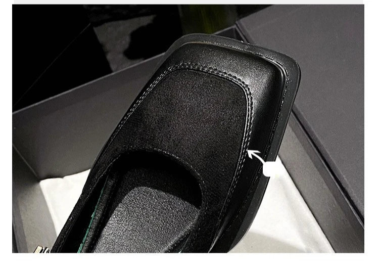 Retro Square Toe Low Heel Mary Jane Shoes for Women