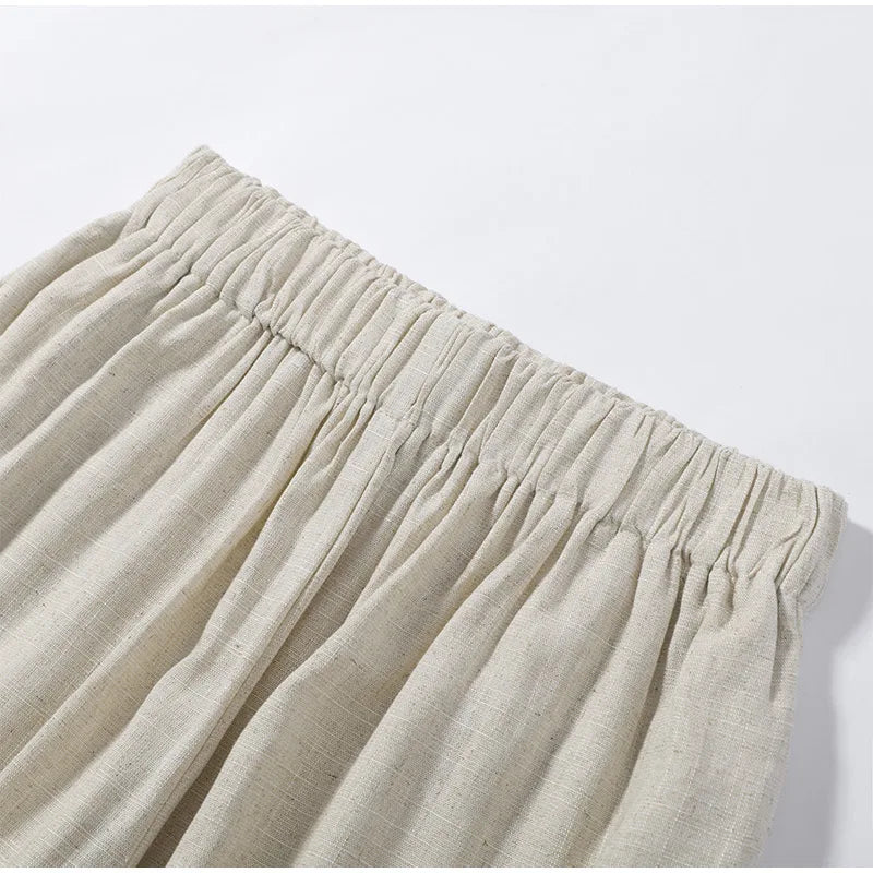 Casual Cotton Coat And Wide Leg Trouser Set for Women