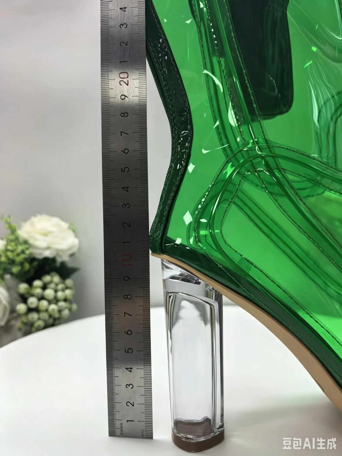 Light Up Transparent Ankle Boots With Block Heels for Women