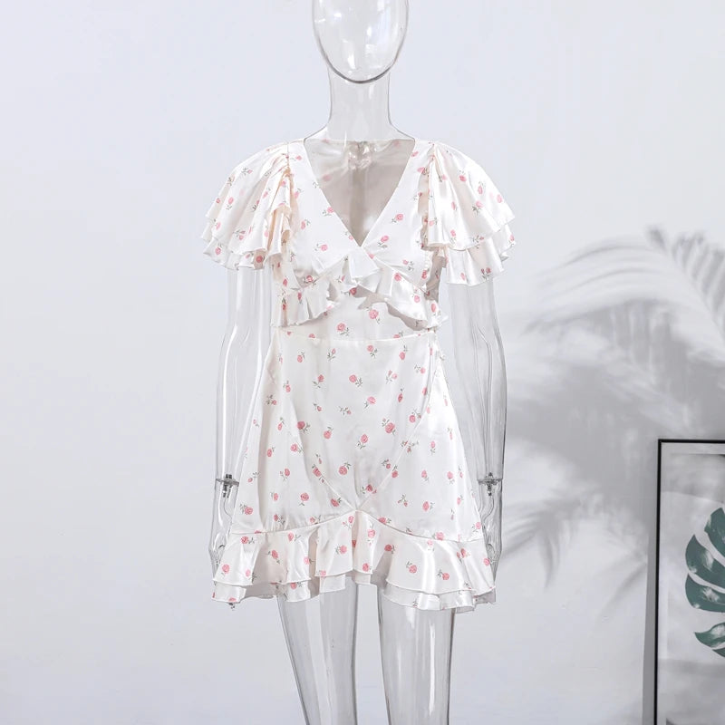 Floral Print Chiffon Tiered Ruffle Maxi Dress for Women