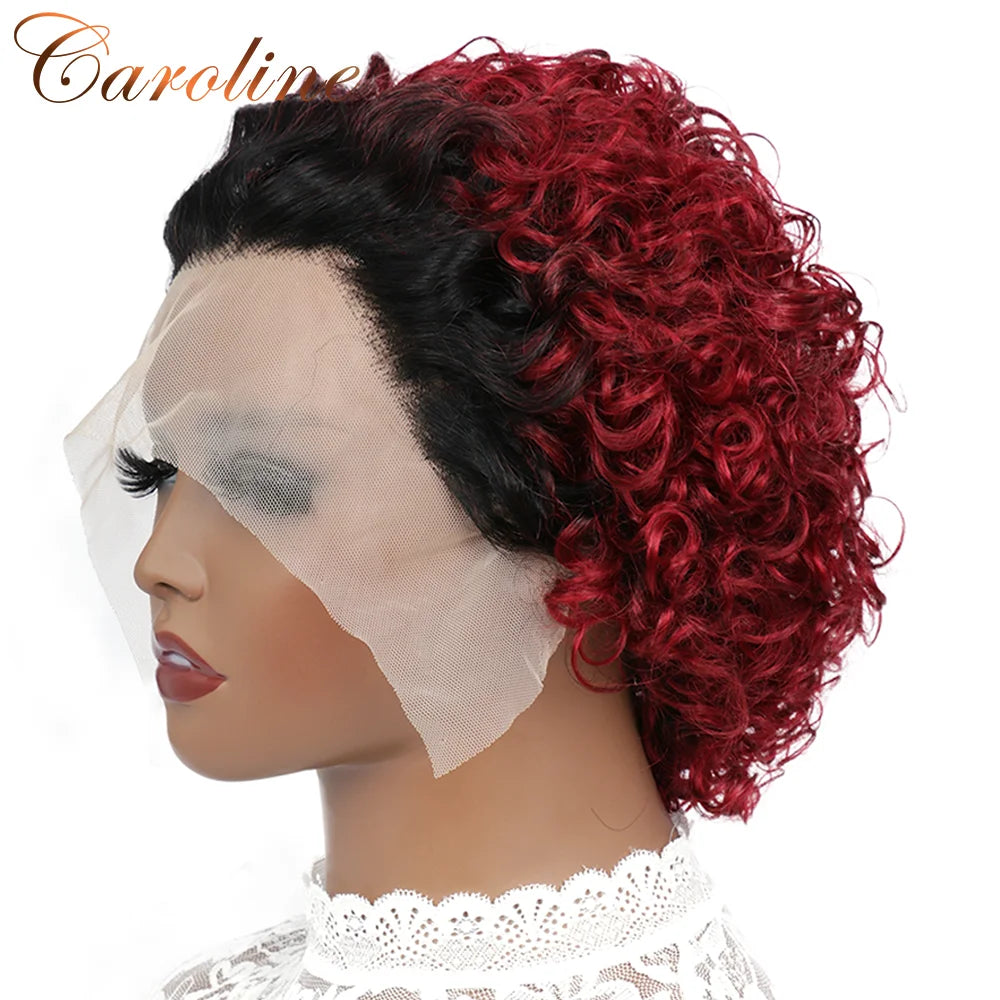 Pixie Cut Wigs Human Hair Short Curly Lace Front Human Hair Wigs For Women Water Wave Bob Wig 13x1 Transparent Lace Wigs