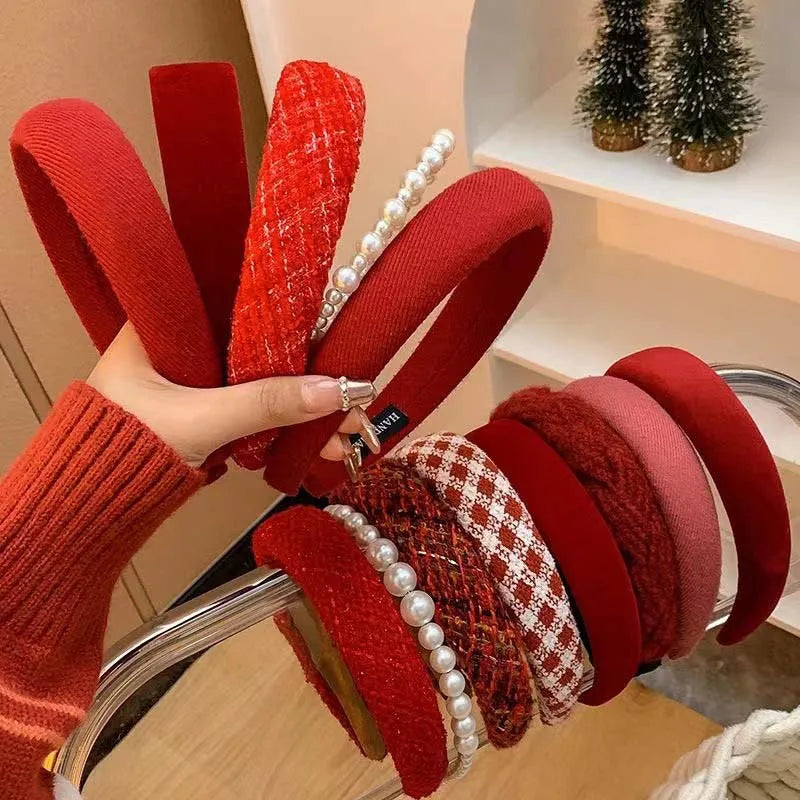 Vintage Red Velvet Padded Headband