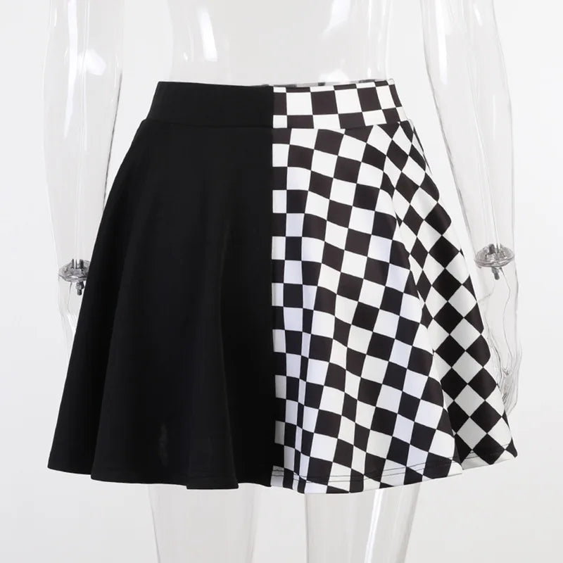 Houndstooth Mosaic Patchwork Skirt