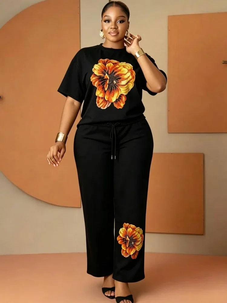 African Dashiki Two Piece Top and Pants Set for Women