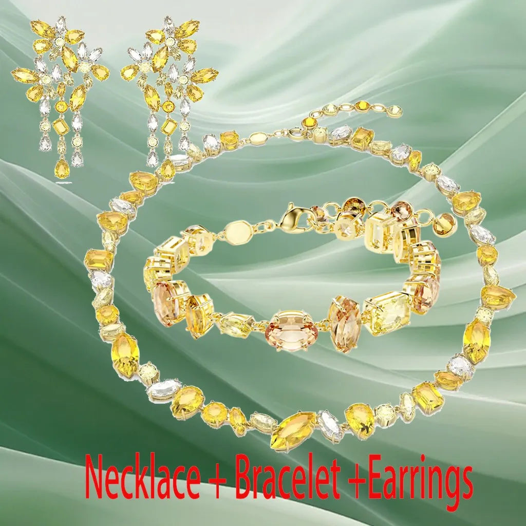 Radiant Mixed-Cut Gold-Plated Crystal Pendant for Women