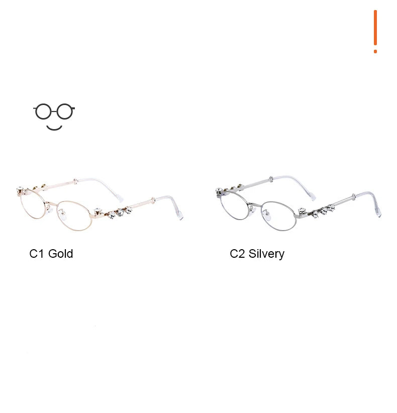Oval Rhinestone Blue Light Reading Glasses for Women