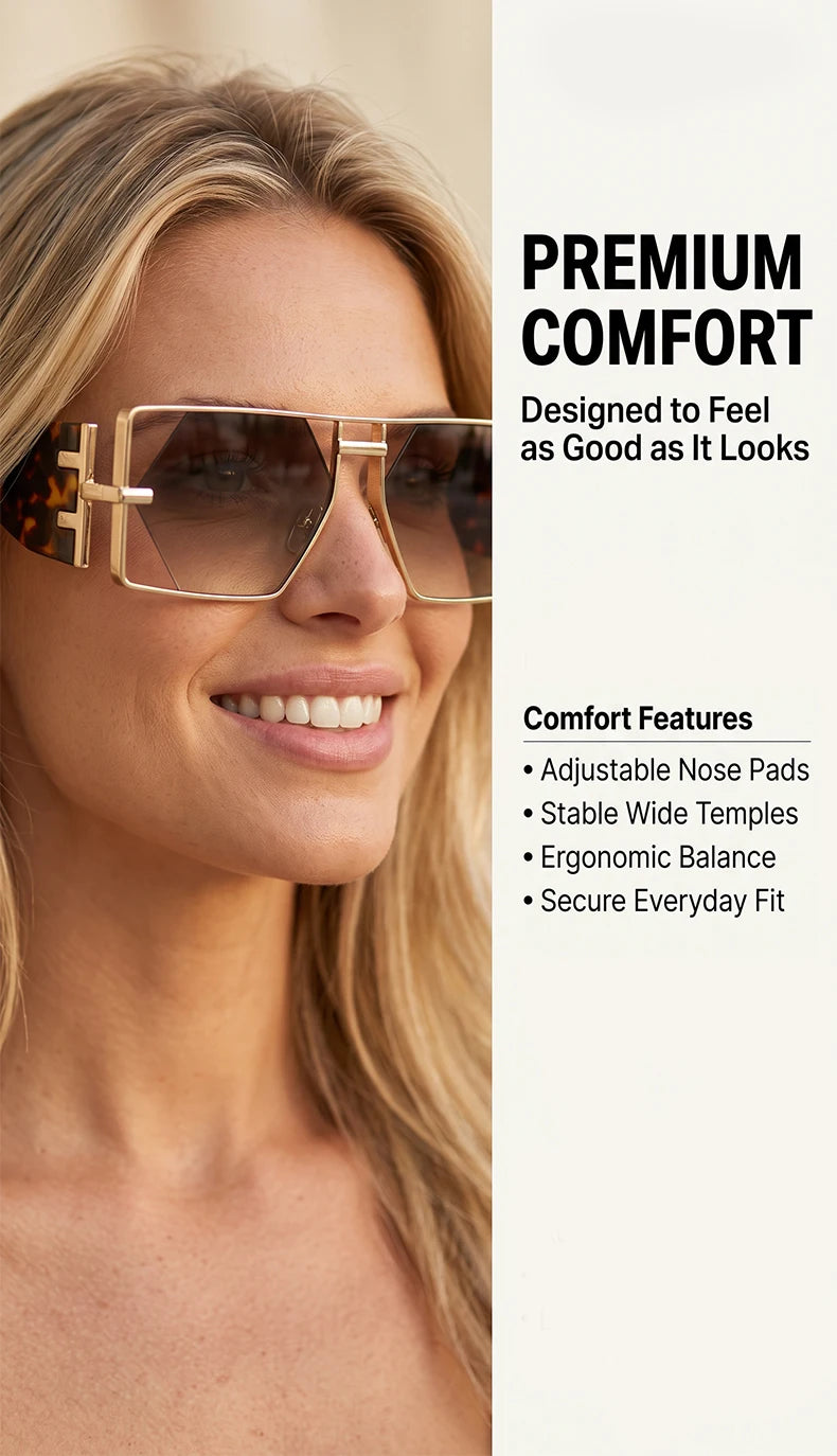 Vintage Hollow Metal Frame Rectangle Sunglasses for Women