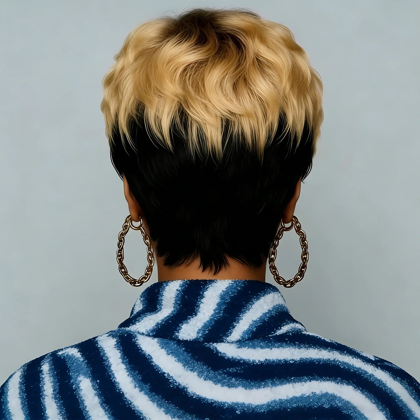 Pixie Cut Wig Curly Wave Human Hair Wigs with Bangs Full Machine Made Wig For Women
