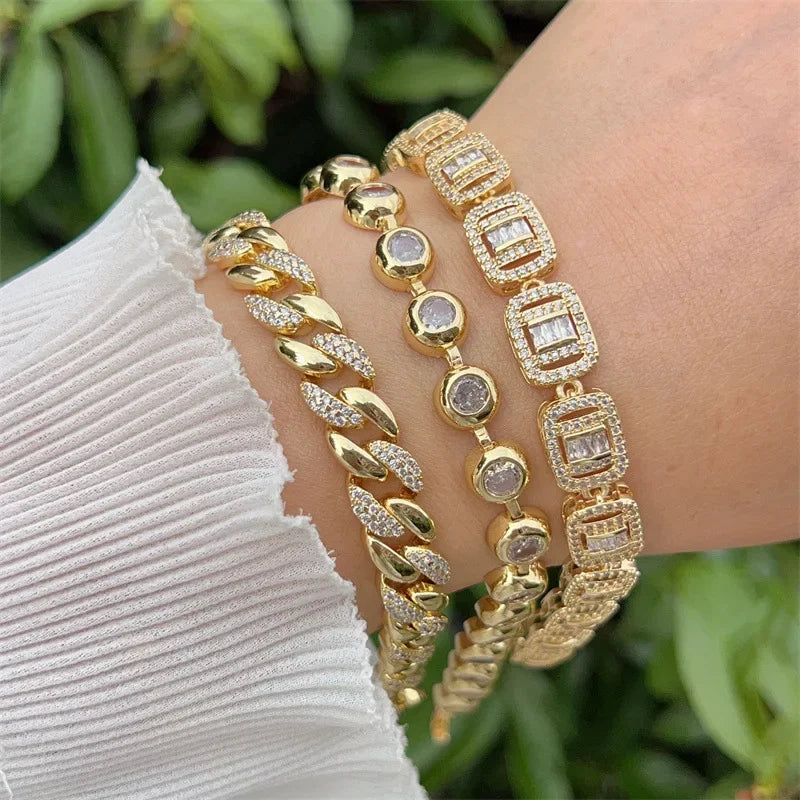 Gold Plated Zircon Chain Bracelet
