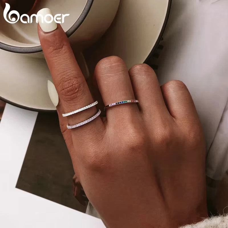 Gold Plated Simulated Diamond Stackable Rings for Women