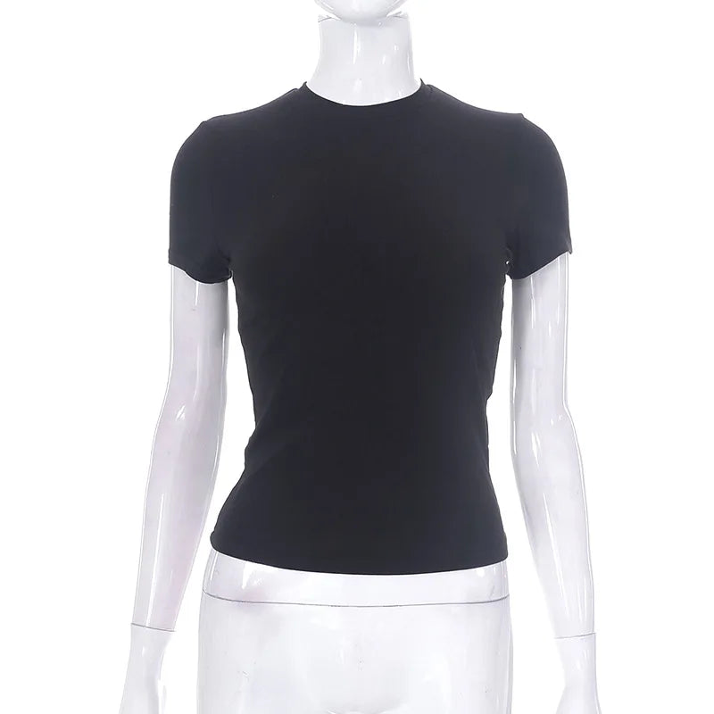 Casual Stretchy Short Sleeve O Neck T Shirt for Women