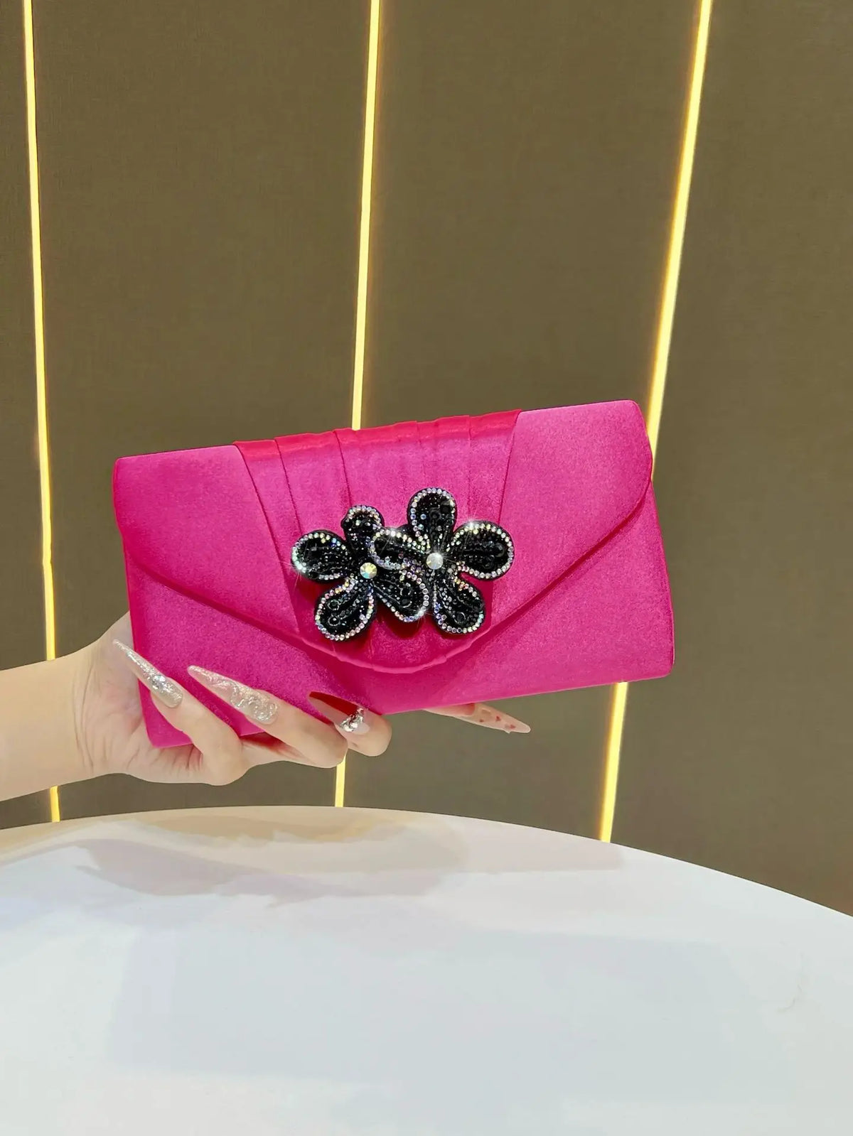 Elegant Satin Diamond Clutch Crossbody Bag for Women