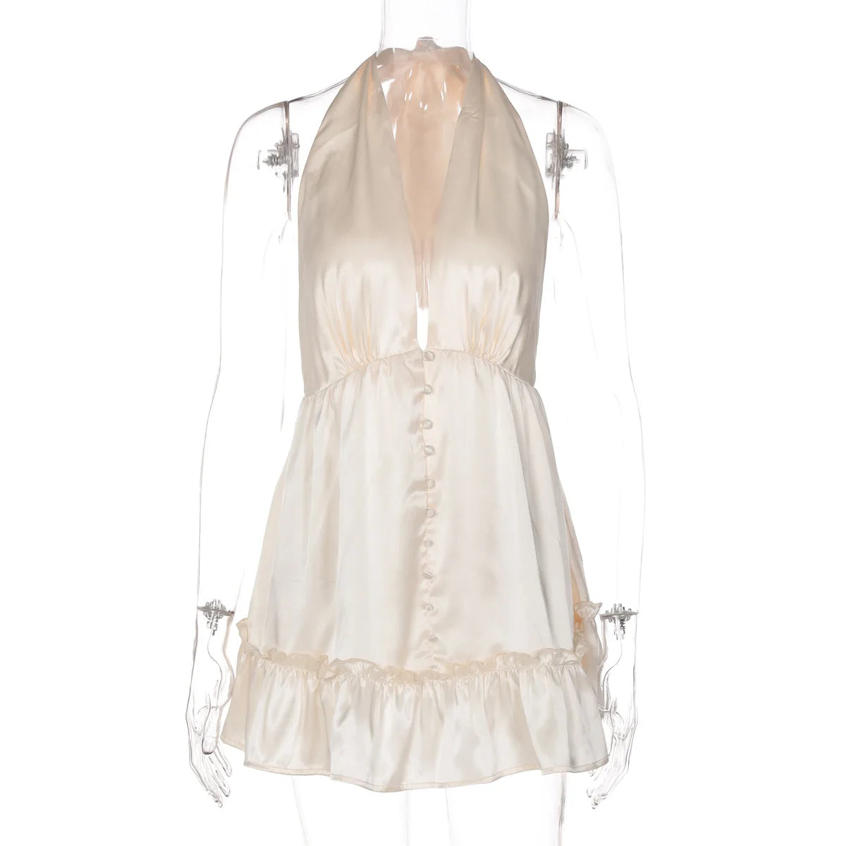 Backless Satin Mini Dress