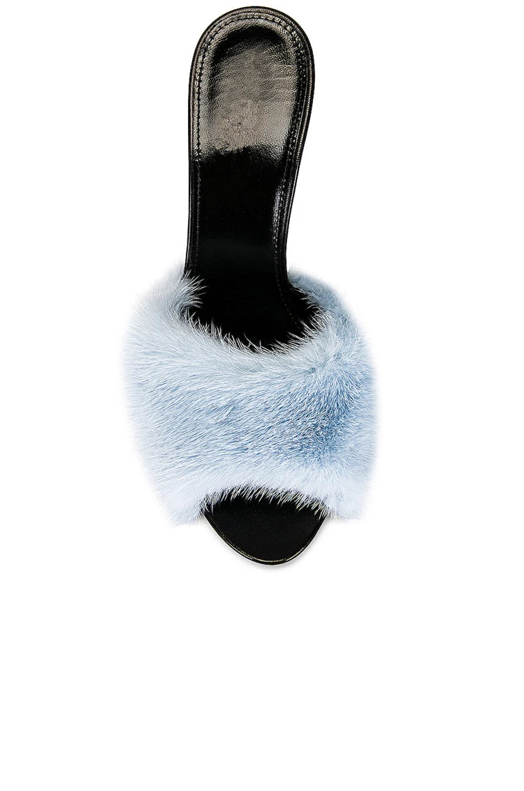 Fur Trim Open Toe Stiletto Party Sandals for Women