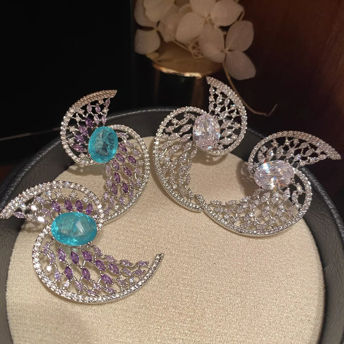 Colorful Hollow Flower Waterdrop Earrings for Women