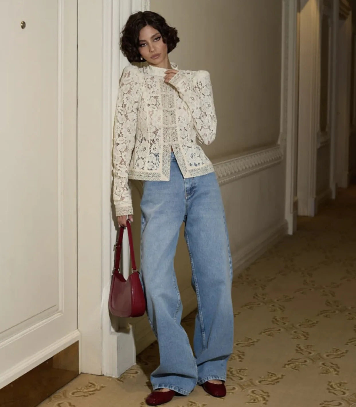 Lace See Through Hollow Out Blouse