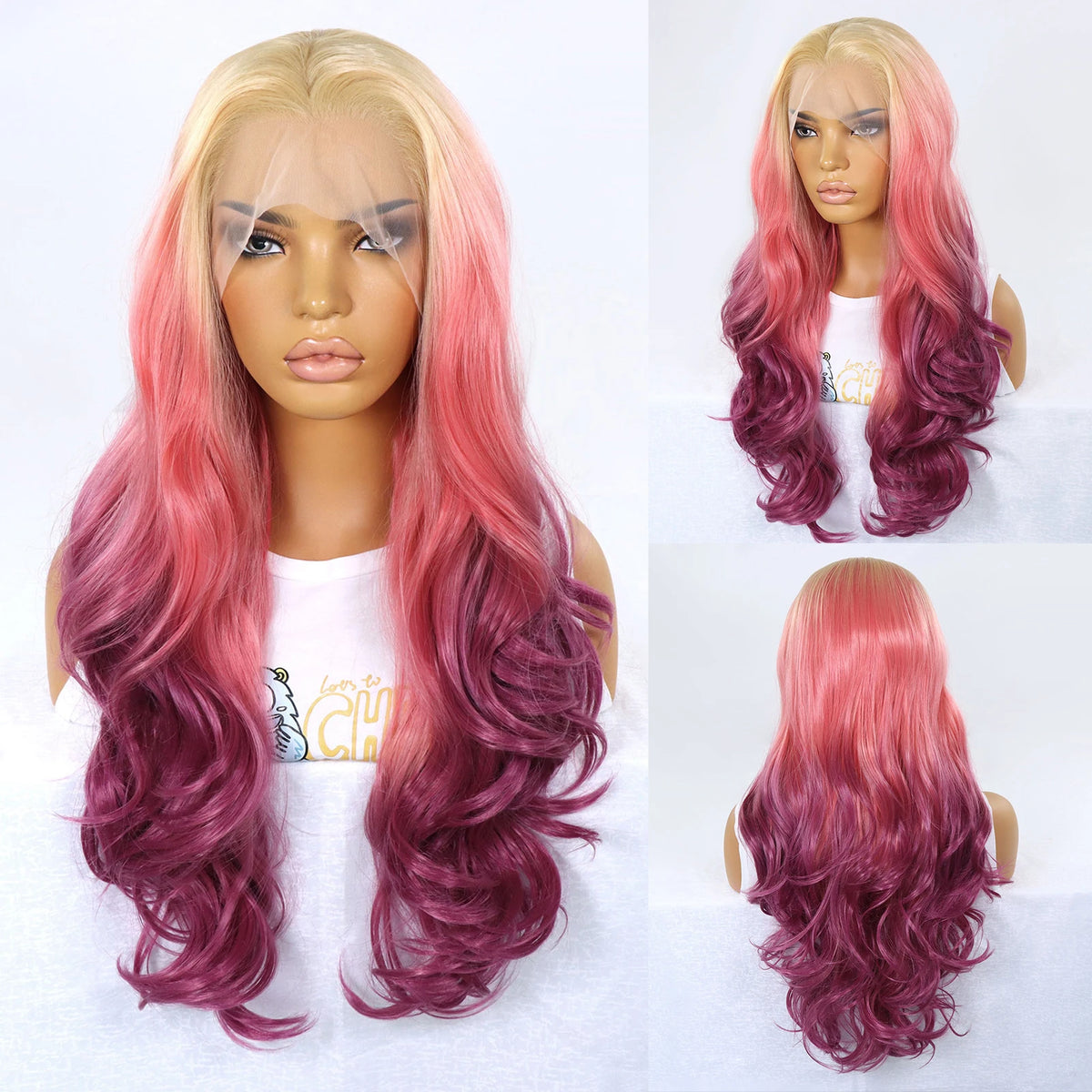 613 Blonde Ombre Orange Red Synthetic Lace Front Wigs For Women Cosplay Long Curly Heat Resistant Hair Wig Glueless Frontal Wigs