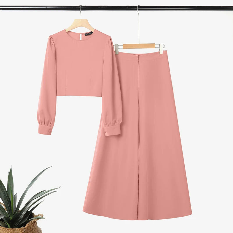 2025 Autumn Pant Sets ZANZEA Fashion 2PCS Women Outfits Solid Tracksuits Suit Long Sleeve Blouses Wide Leg Trousers 2 Piece Set