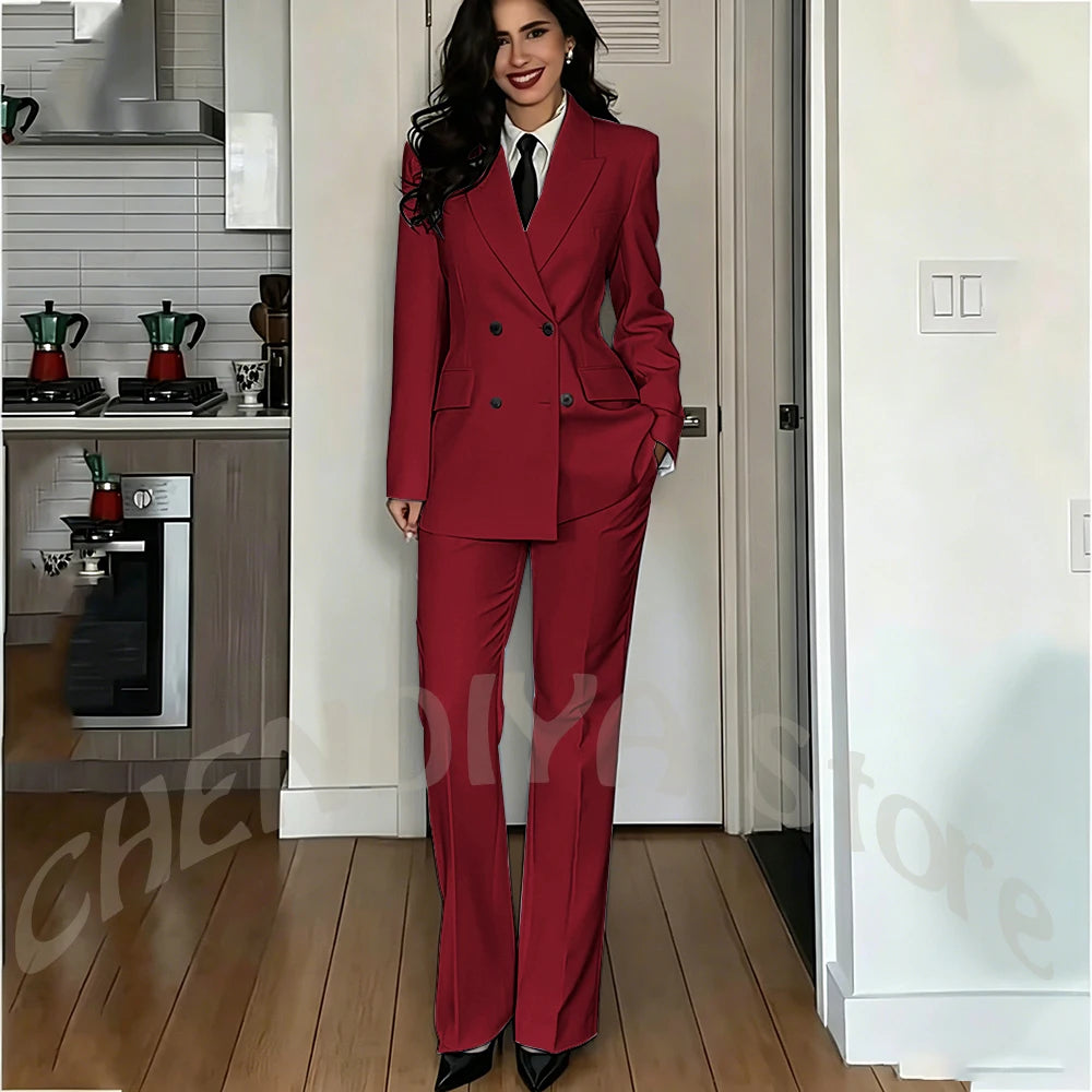Modern Lady Pure White Suit Double Breasted Peak Lapel Casual Chic Women Suit Formal Dinner Party Business Office Outfit Costume