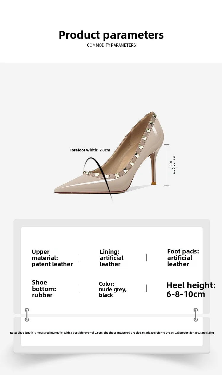 Pointed Toe Slip-On Rivet Detail Low Heel Shoes For Women