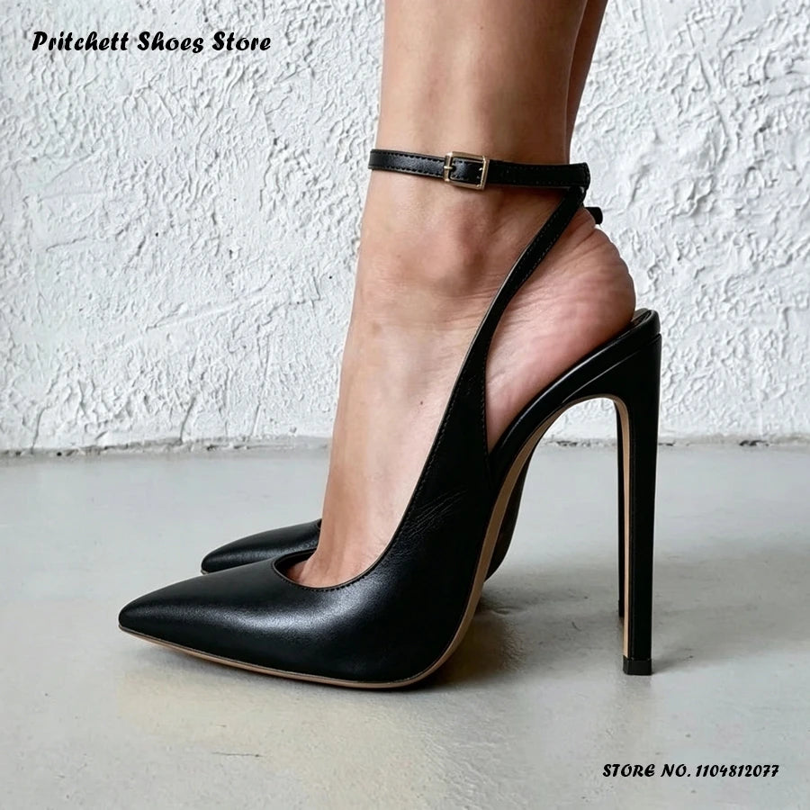 Lavender Buckle Strap Pointed Toe Stiletto Pumps for Women