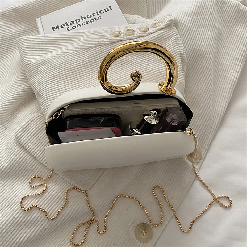 Sequined Irregular Handle Evening Clutch