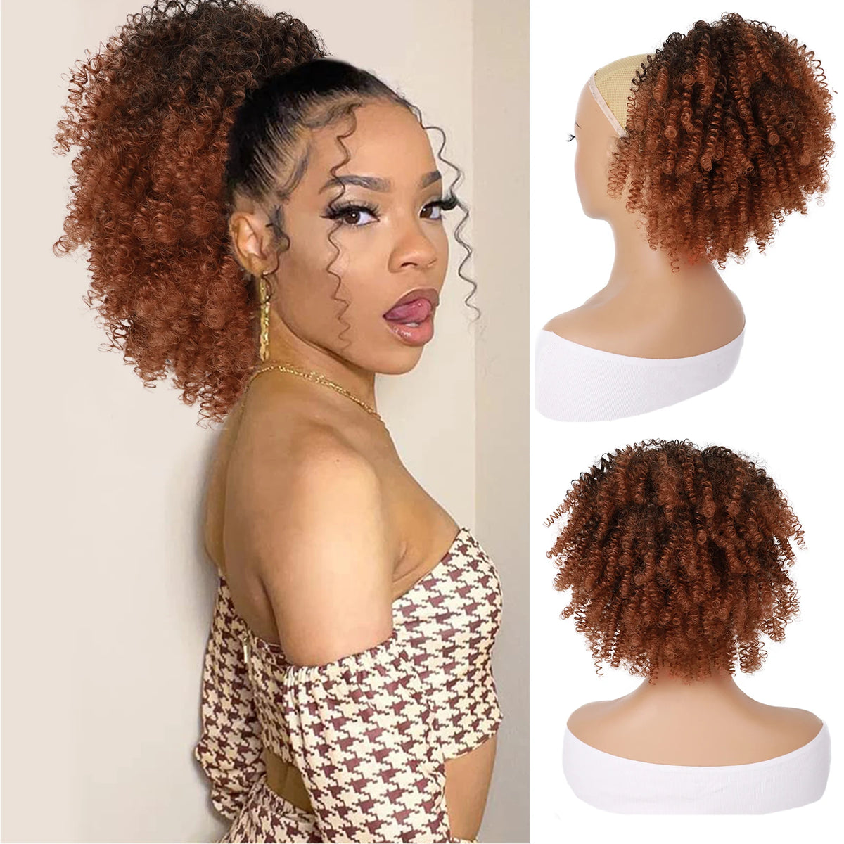 Premium Clip In Curly Afro Puff Hairpiece for Women