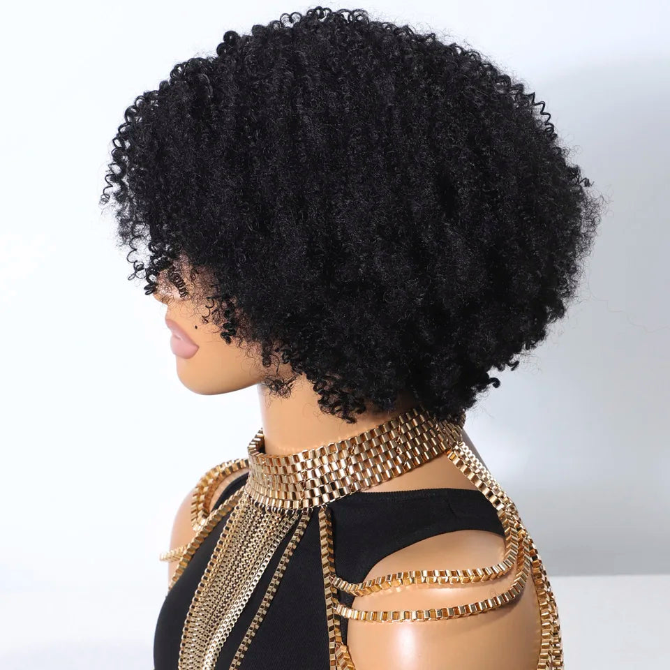Glueless Short Curly Pixie Lace Bob Hair Wig for Women