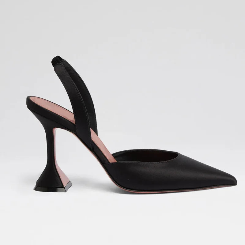 Satin Pointed Toe Back Strap High Heel Sandals for Women