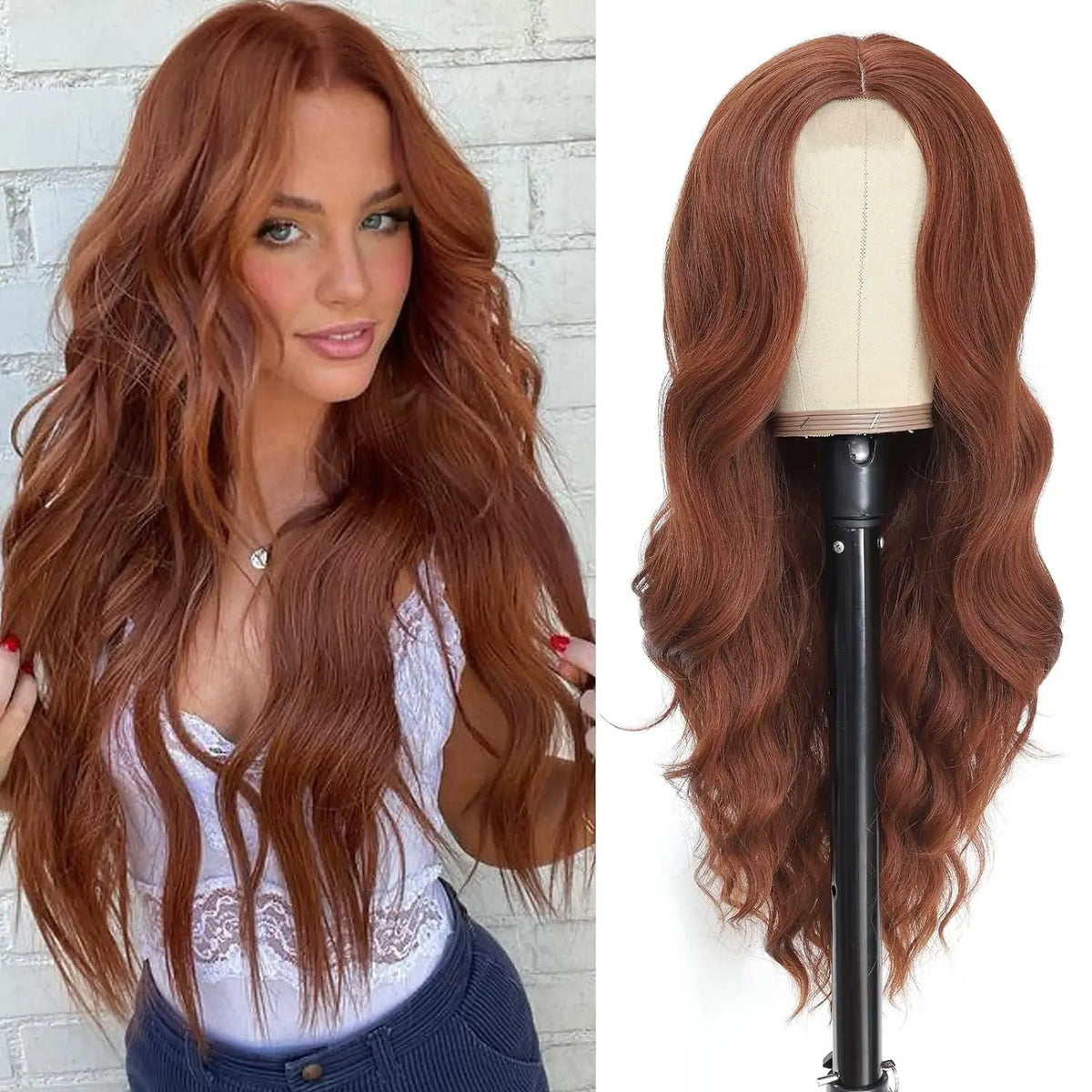 Synthetic Middle Part Wavy Lace Front Wig For Women