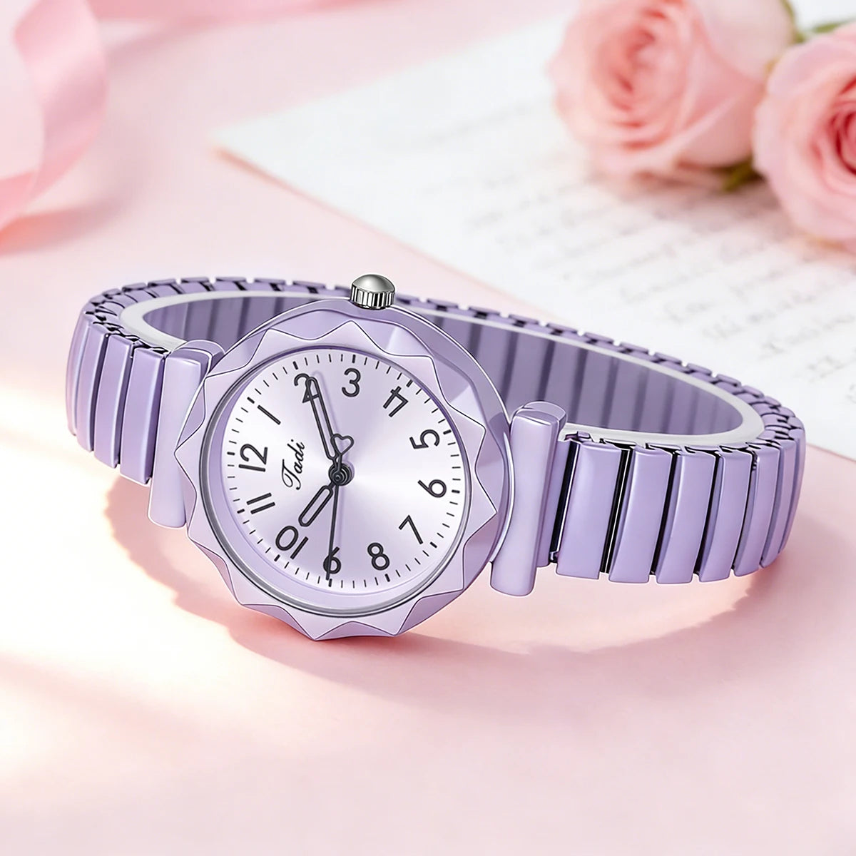 Round Dial Elastic Band Quartz Watch