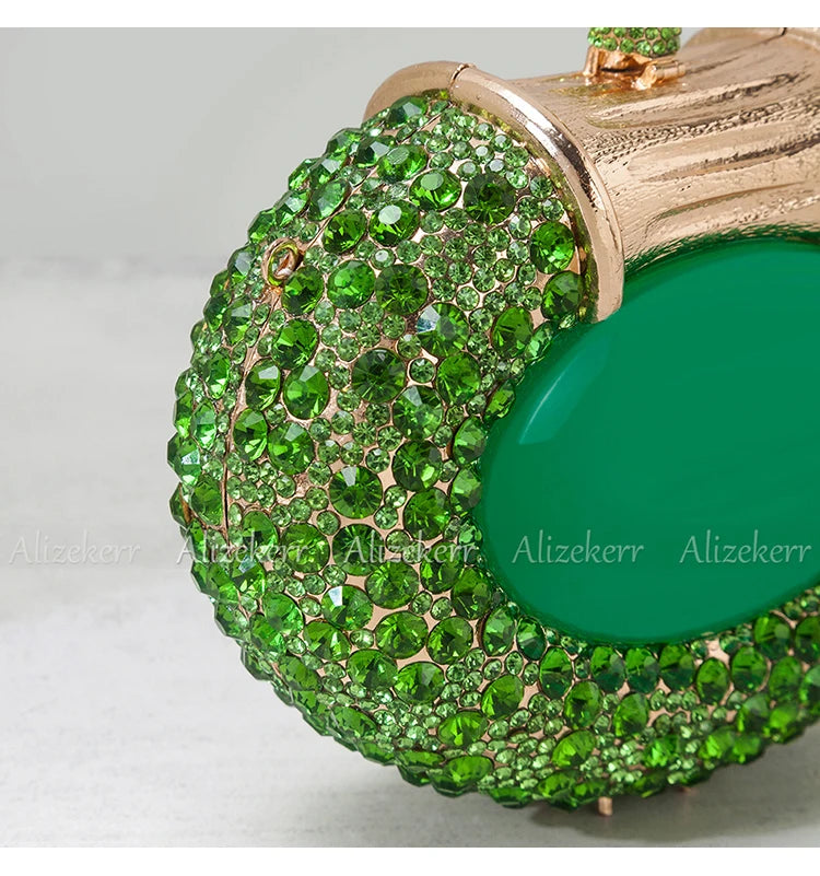 Shimmering Crystal Embellished Oval Evening Clutch for Women
