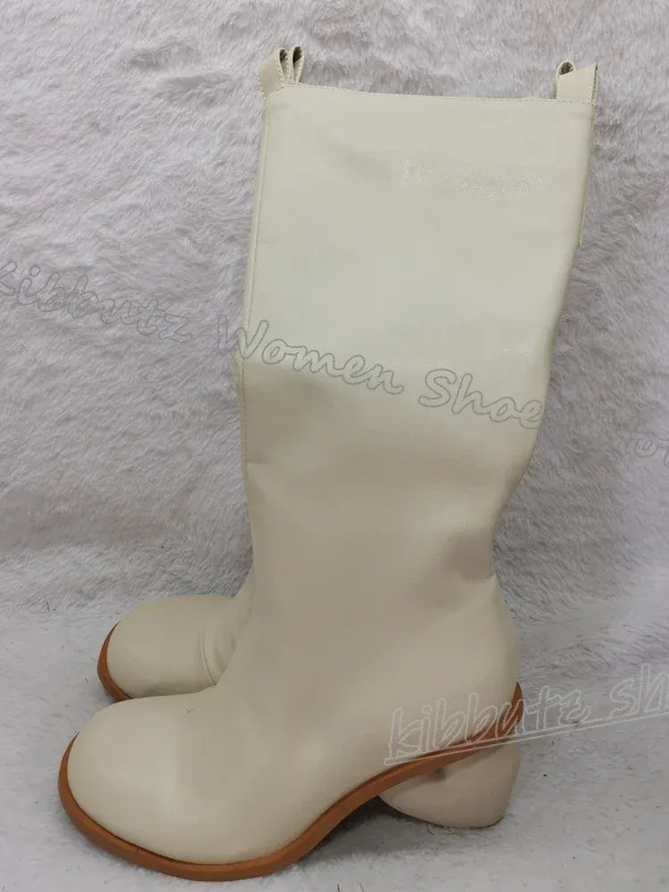 Heart Shaped Heels Knee High Boots