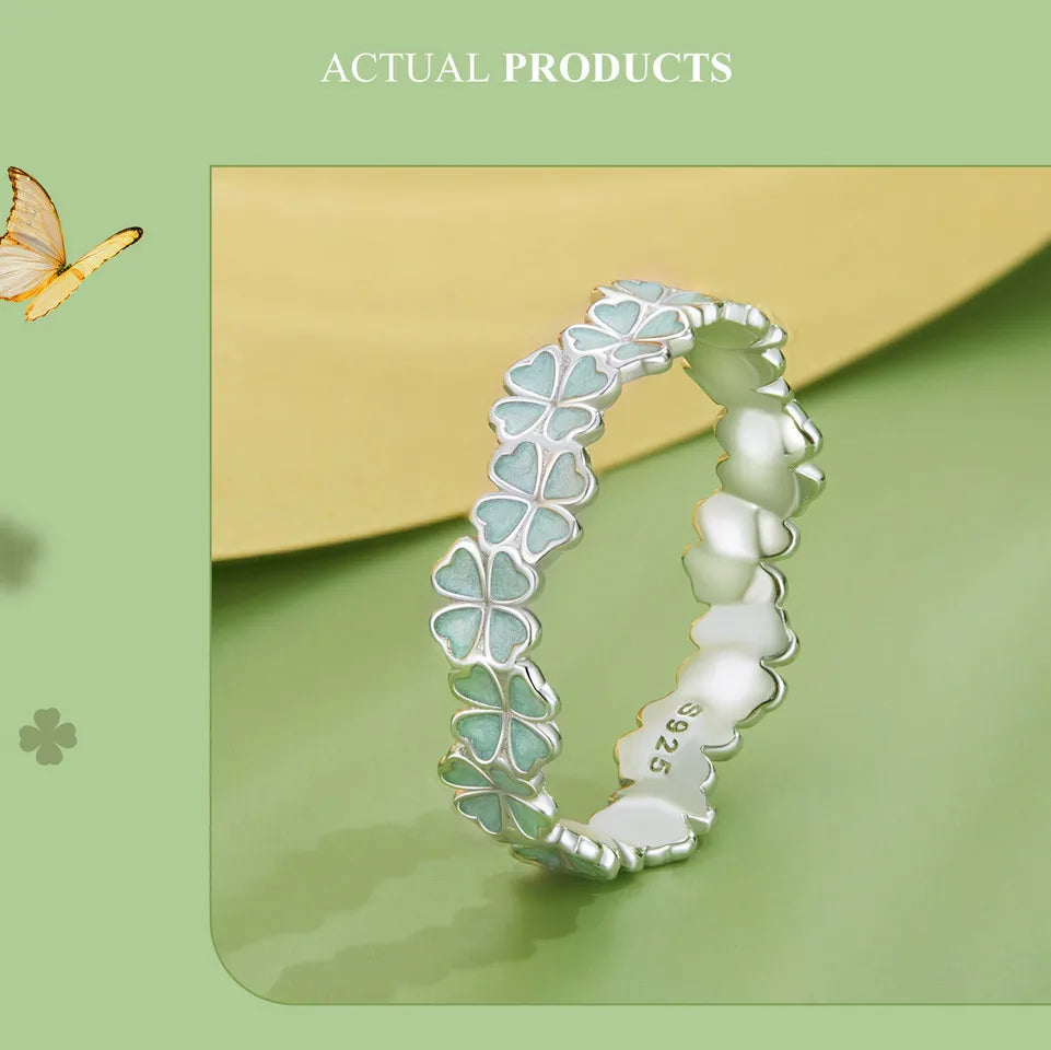 Four Leaf Clover Sterling Silver Ring