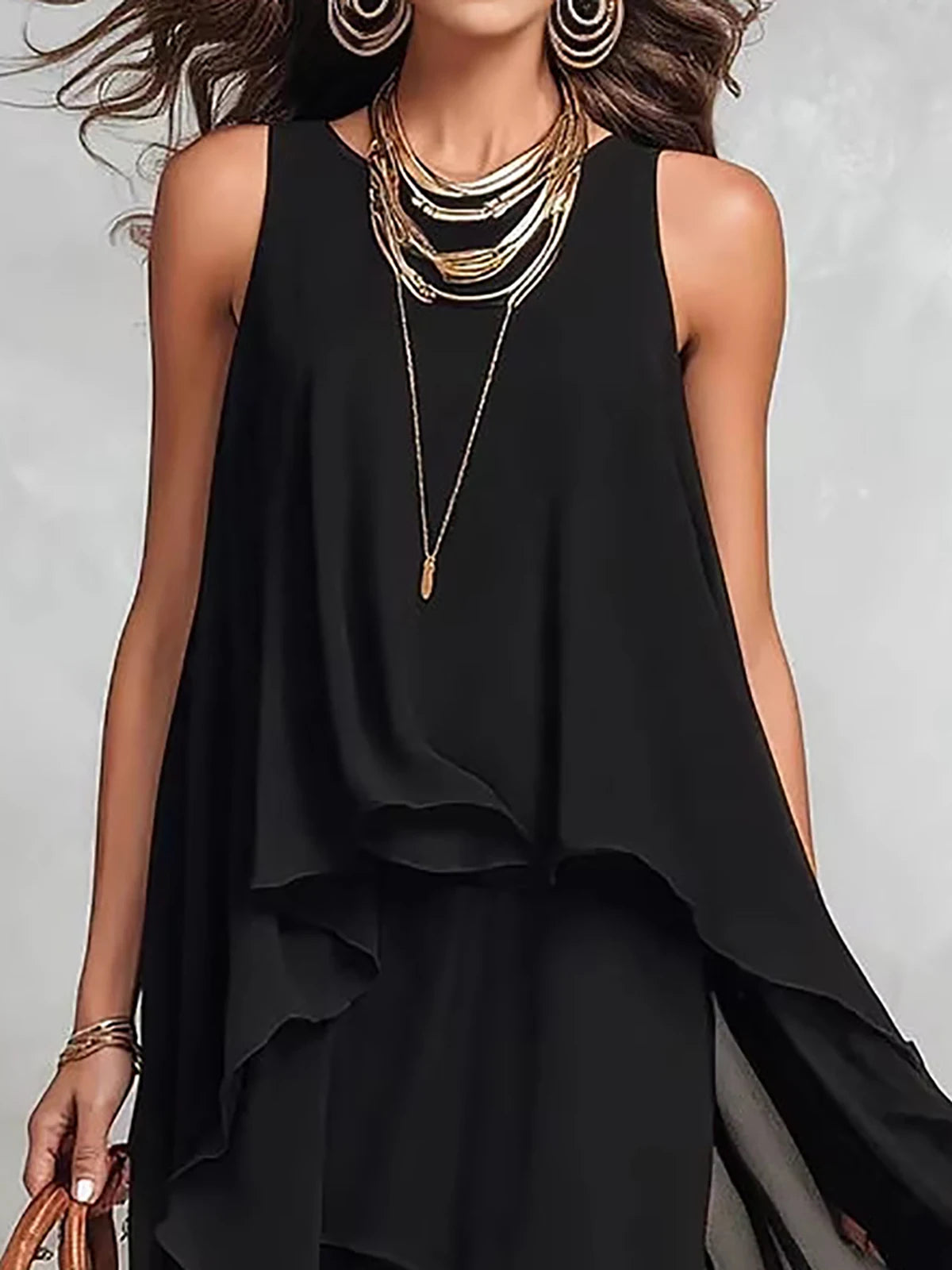 Boho Chiffon Tiered Asymmetrical Maxi Dress For Women