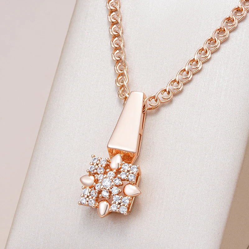 Rose Gold Crystal Flower Drop Earrings