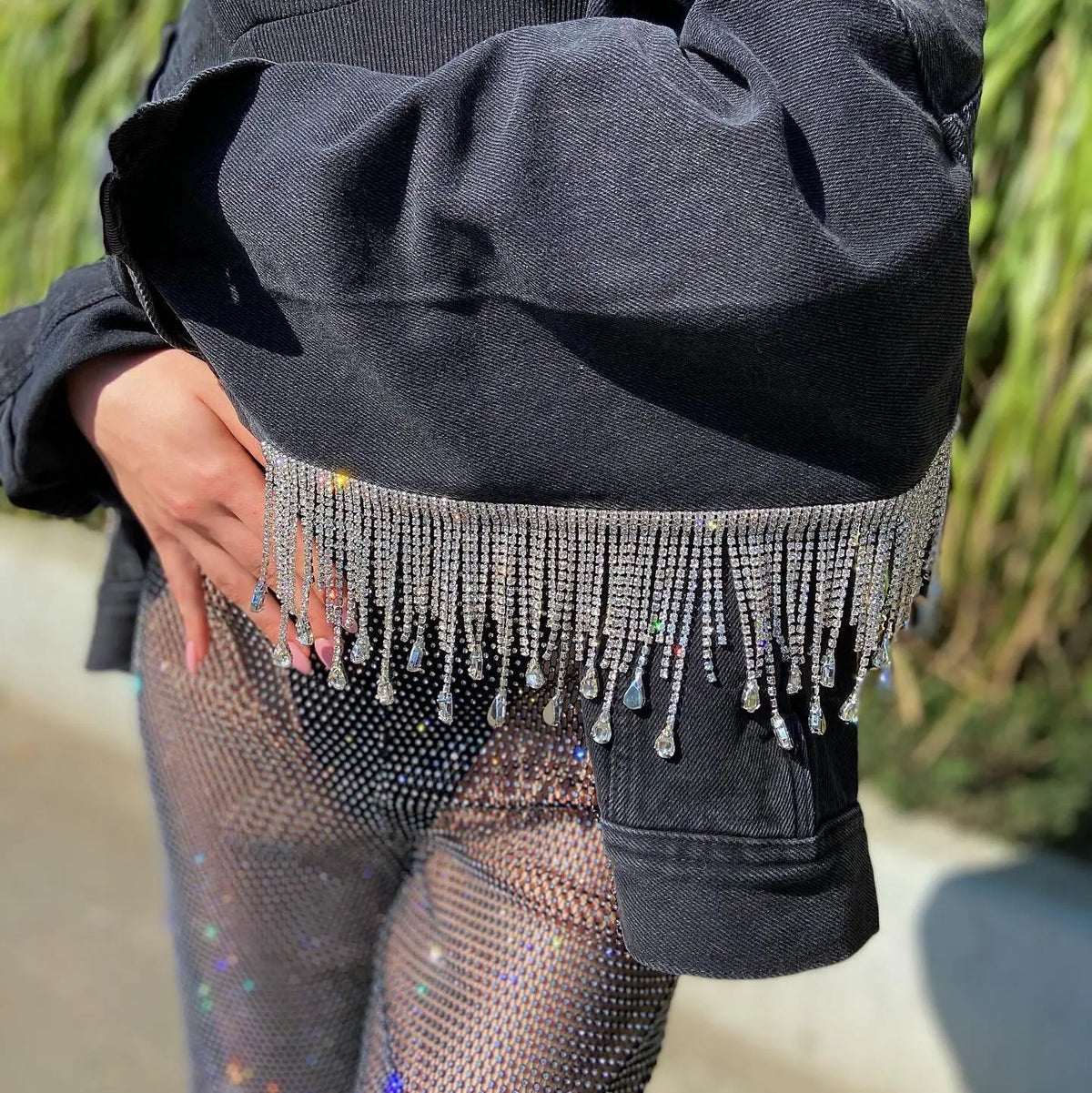 Rhinestone Fishnet Mesh High Waisted Shorts for Women