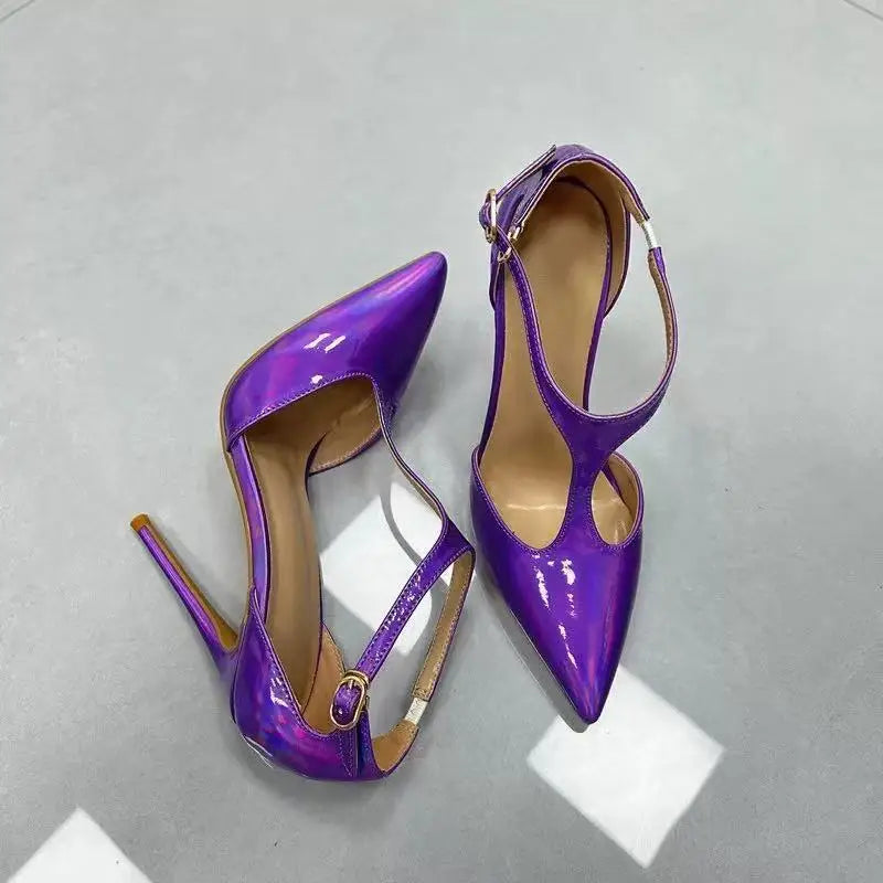 Elegant Purple Pointed Toe Stiletto Heel Sandals for Women