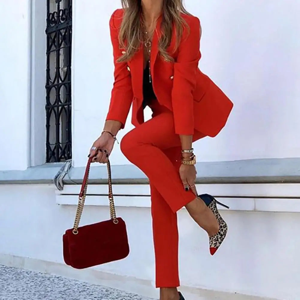 Women s Business Pant Suit Dressy Jackets High Waisted Pants Set Two Piece Formal Outfit for Work Office