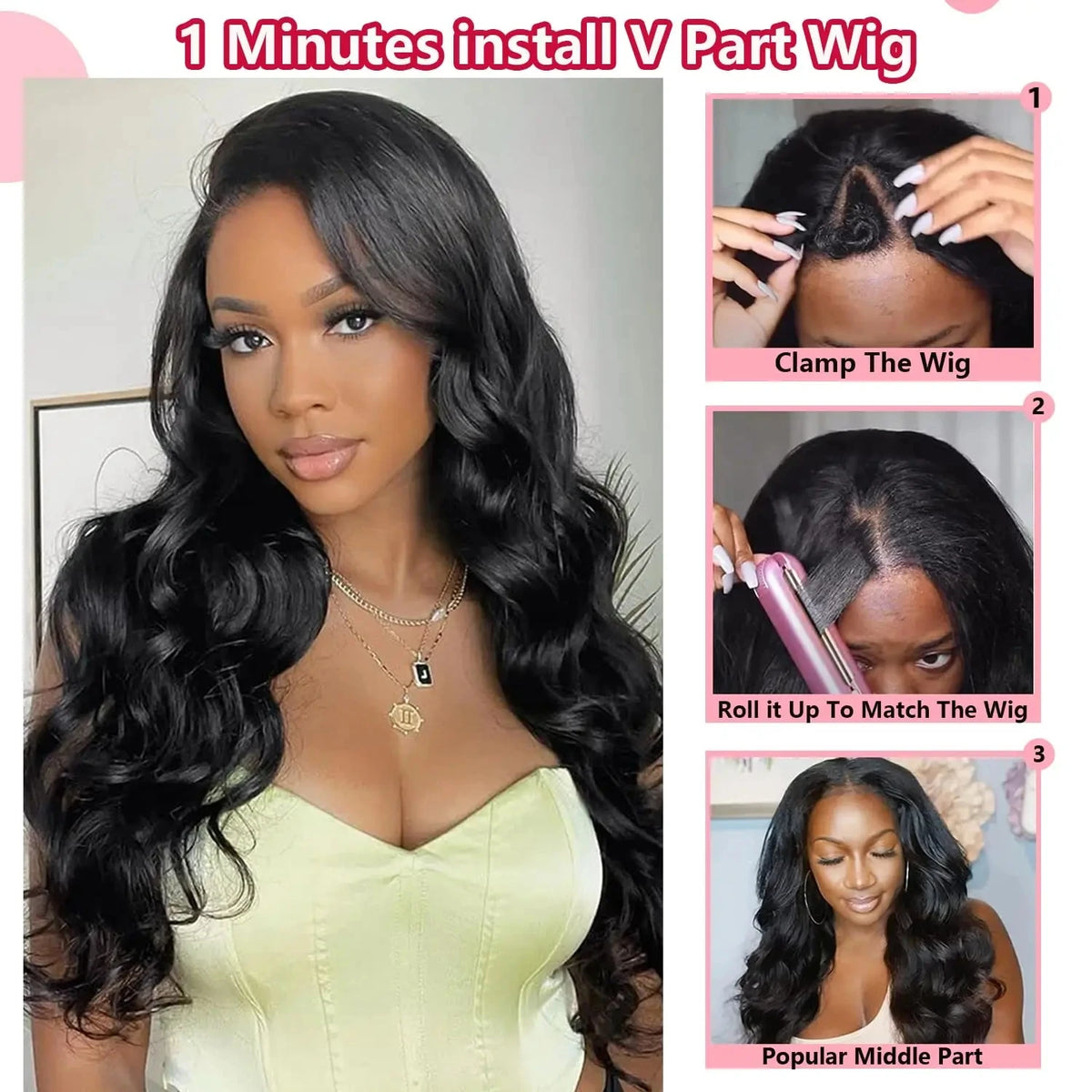 Glueless Honey Blonde V Part Human Hair Wig for Women