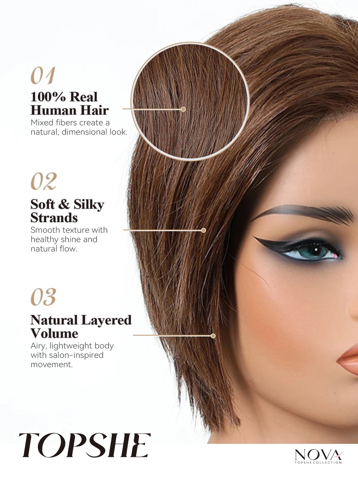 Dark Brown Lace Front Human Hair Short Bob Wig for Women