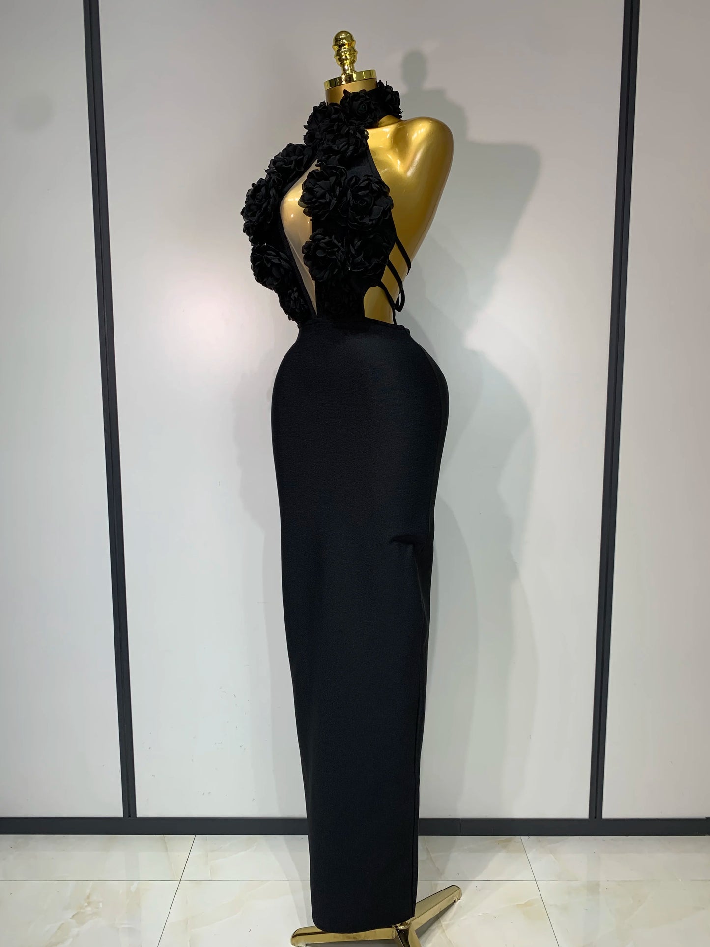 2025 New Women Sexy Halter Hollow Out Flowers Bodycon Bandage Dress Red Backless Elegant Party Luxury Birthday Wedding Dresses