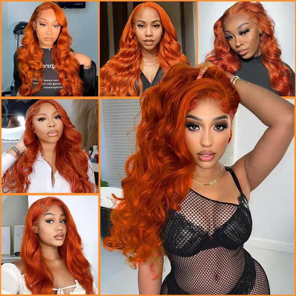 Ginger Orange Body Wave Human Hair Wig