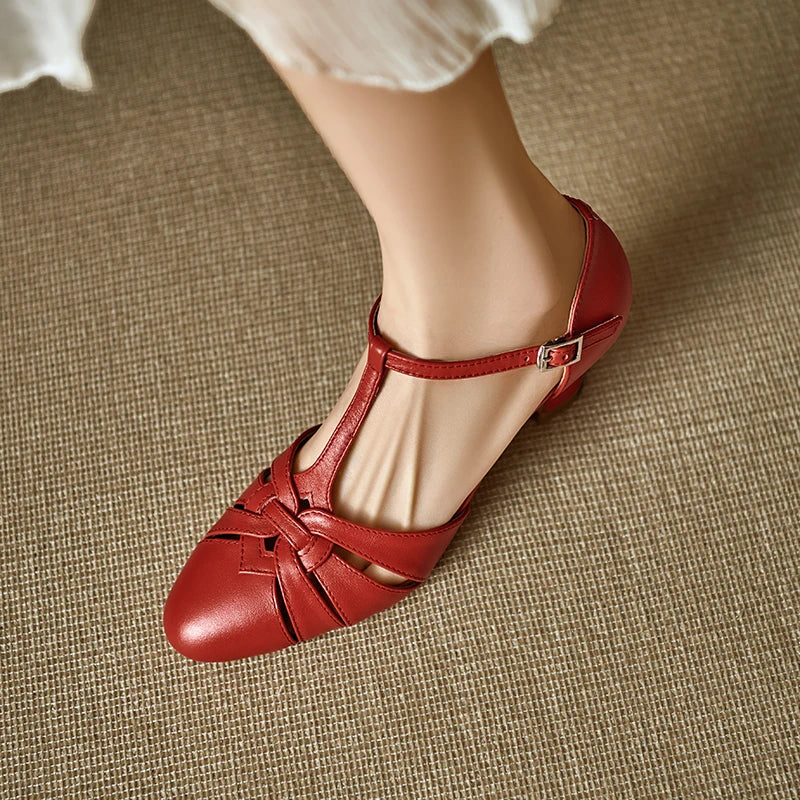 Elegant High Heel T Strap Sandals With Closed Toe for Women