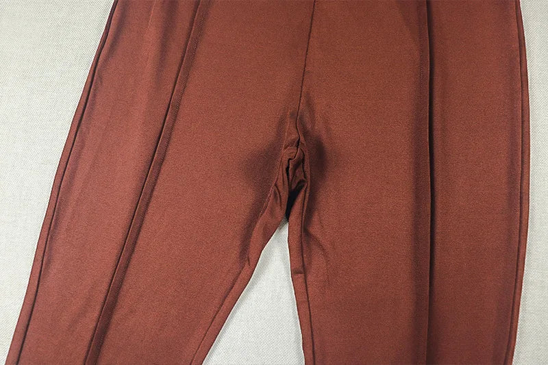 Brown Off Shoulder Corset Crop Top and Capri Pants Two Piece Set for Women