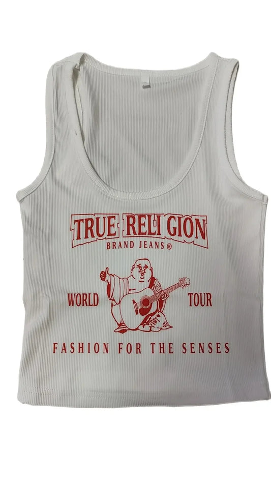 Women Y2K Cropped Tank Tops Tees Sexy 2025 Summer Buddha Graphic T Shirts Fashion Top Printed Sweatshirts Streetswear Clothes