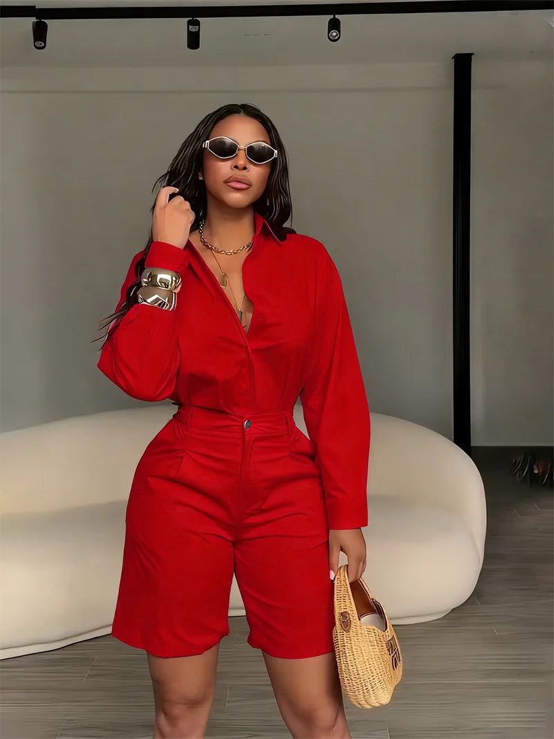 Solid Color Elegant Casual Two Piece Set for Women