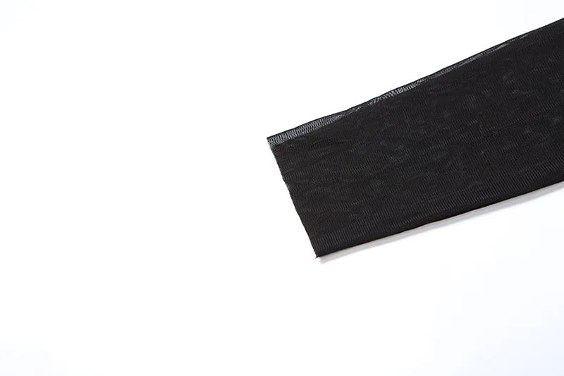 Cryptographic Long Sleeve See Through Mesh Dress Velvet Fashion Club Party Gown Black Turtleneck Vestido Bodycon Dress Clothes